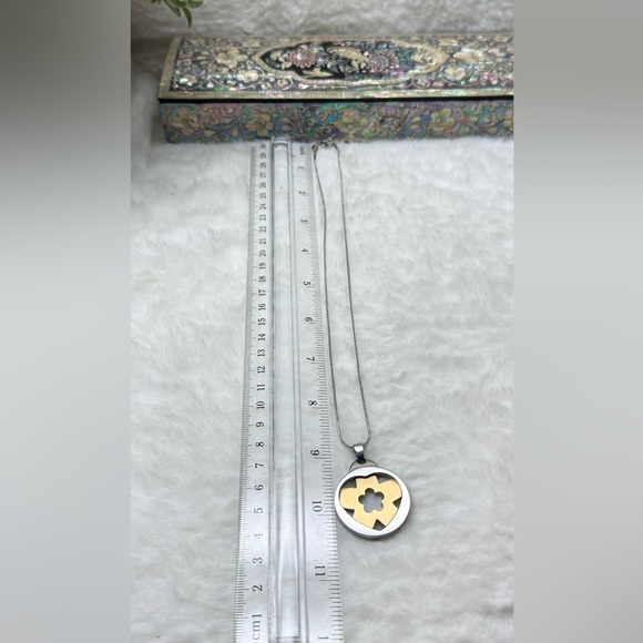 Silver and Gold  Stainless Steel Pendant with 925 Chain - Picture 9 of 11